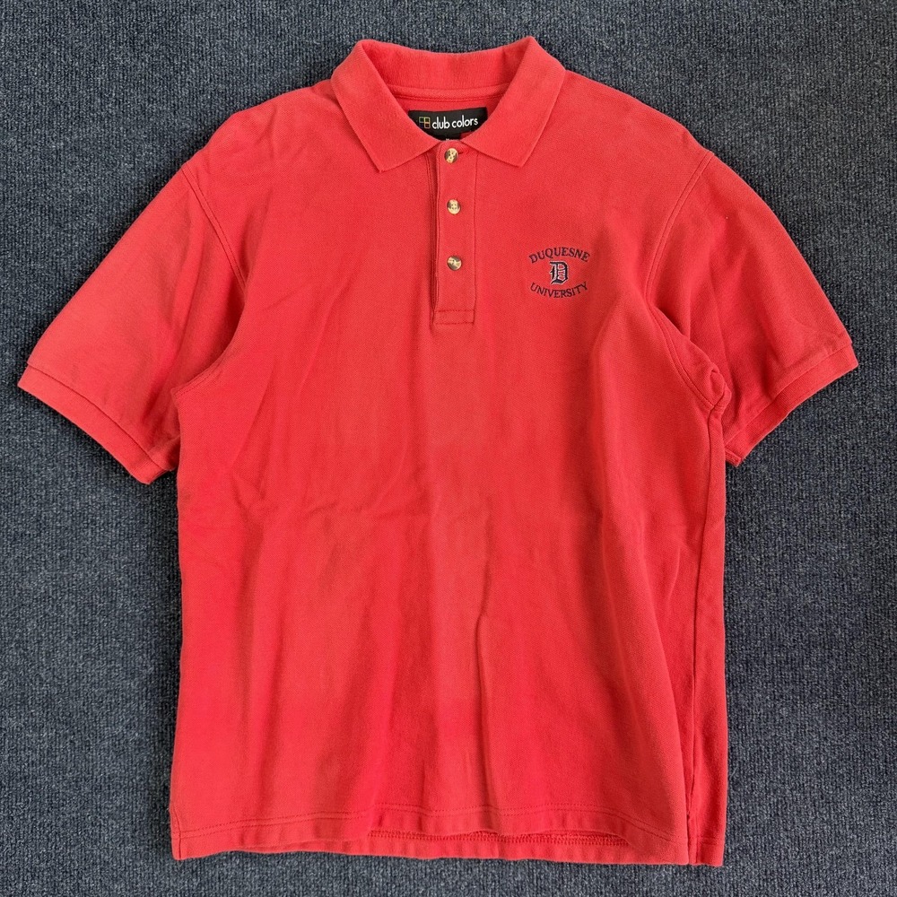 Vintage Duquesne University Polo Shirt Mens Medium Red NCAA College Club Colors
